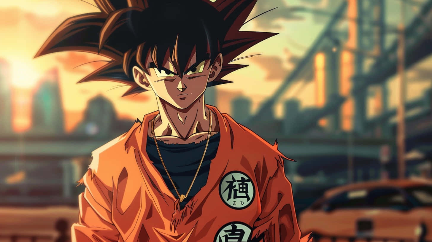 Goku Urban Backdrop Wallpaper