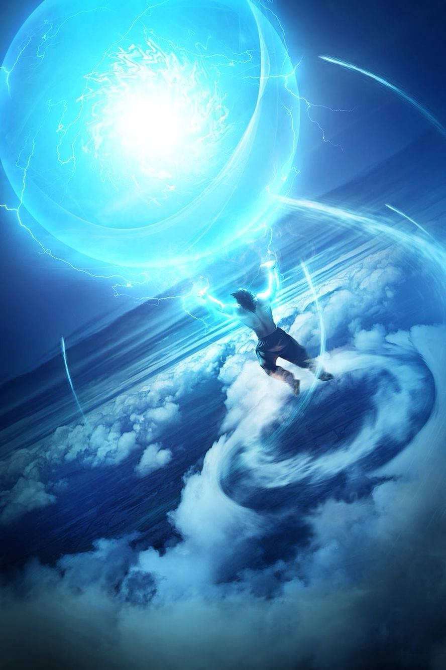 Goku With Huge Glowing Spirit Bomb Wallpaper