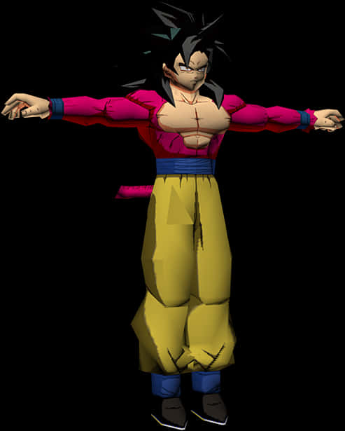 Goku3 D Model Stance PNG