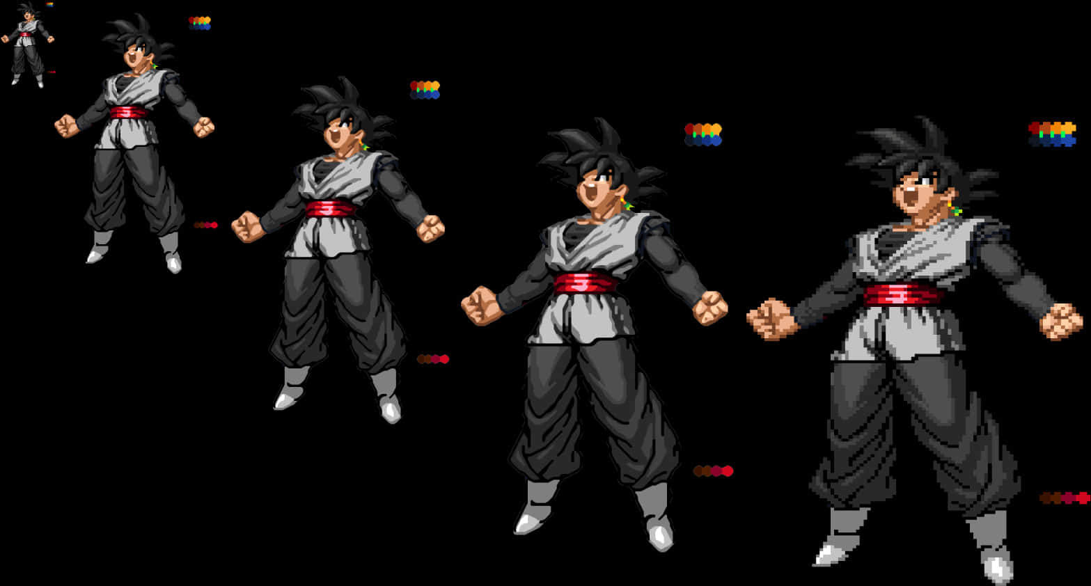 Goku_ Black_ Sprite_ Animation_ Stages PNG