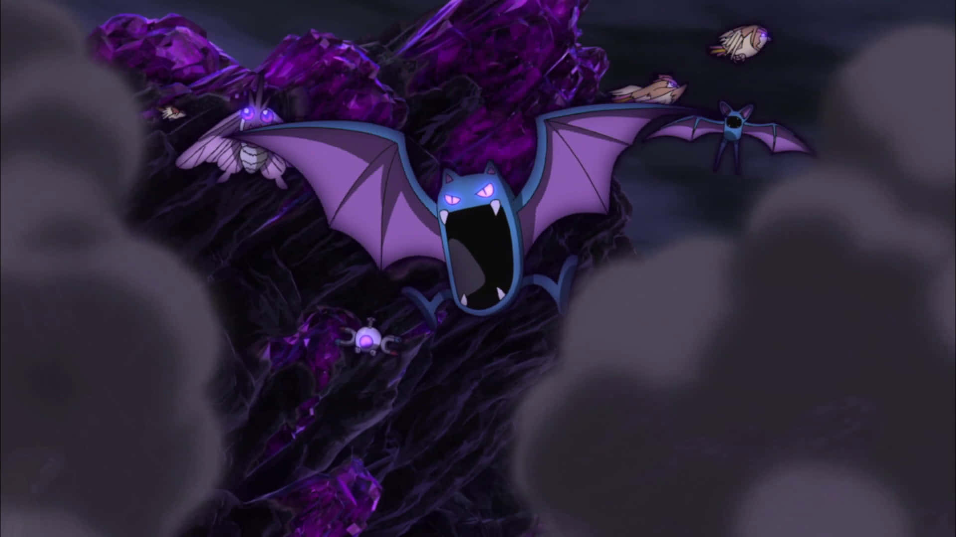 Golbat Flying Against Dark Purple Sky Wallpaper
