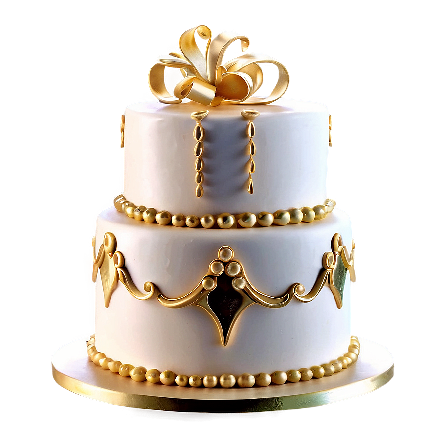 Gold Accented Wedding Cake Png 27 PNG