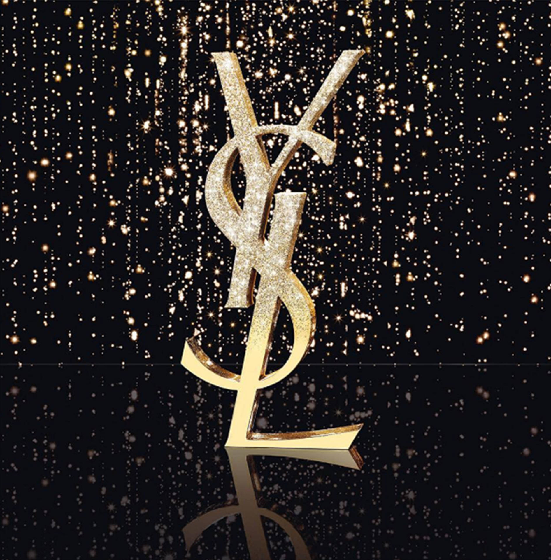 Gold Aesthetic Ysl Logo Wallpaper