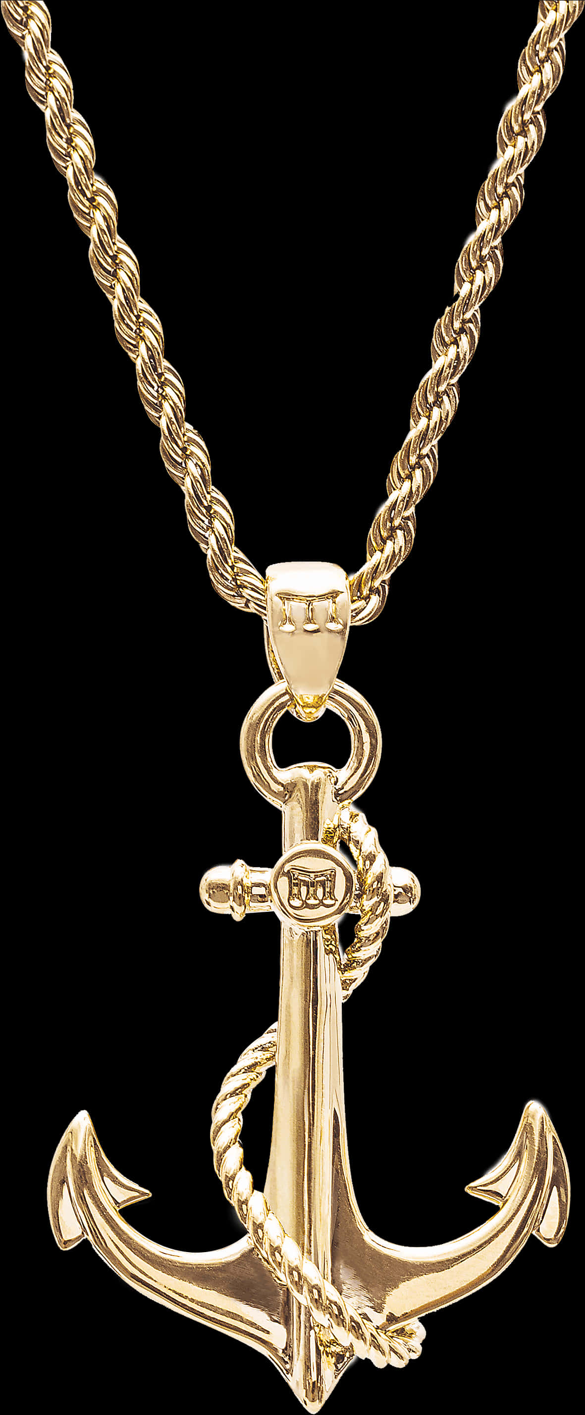 Gold Anchor Pendant Necklace PNG