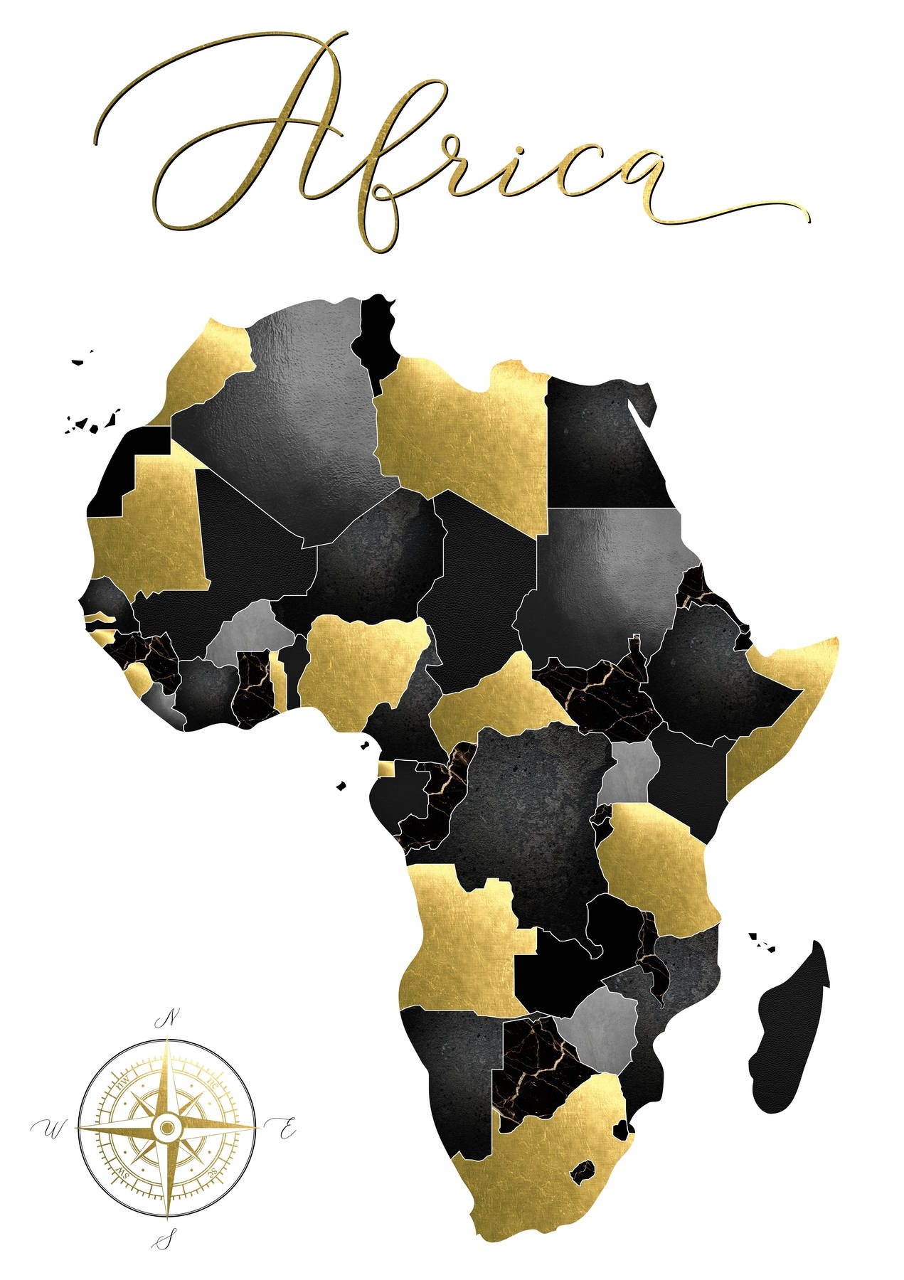 Download Gold And Black Africa Map Wallpaper 
