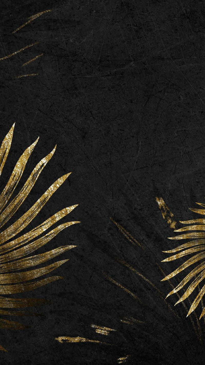 Leaves Illustration Gold And Black Background