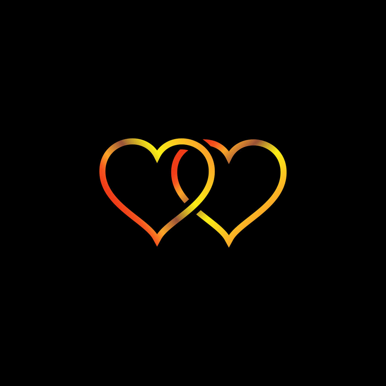 Two Hearts Gold And Black Background