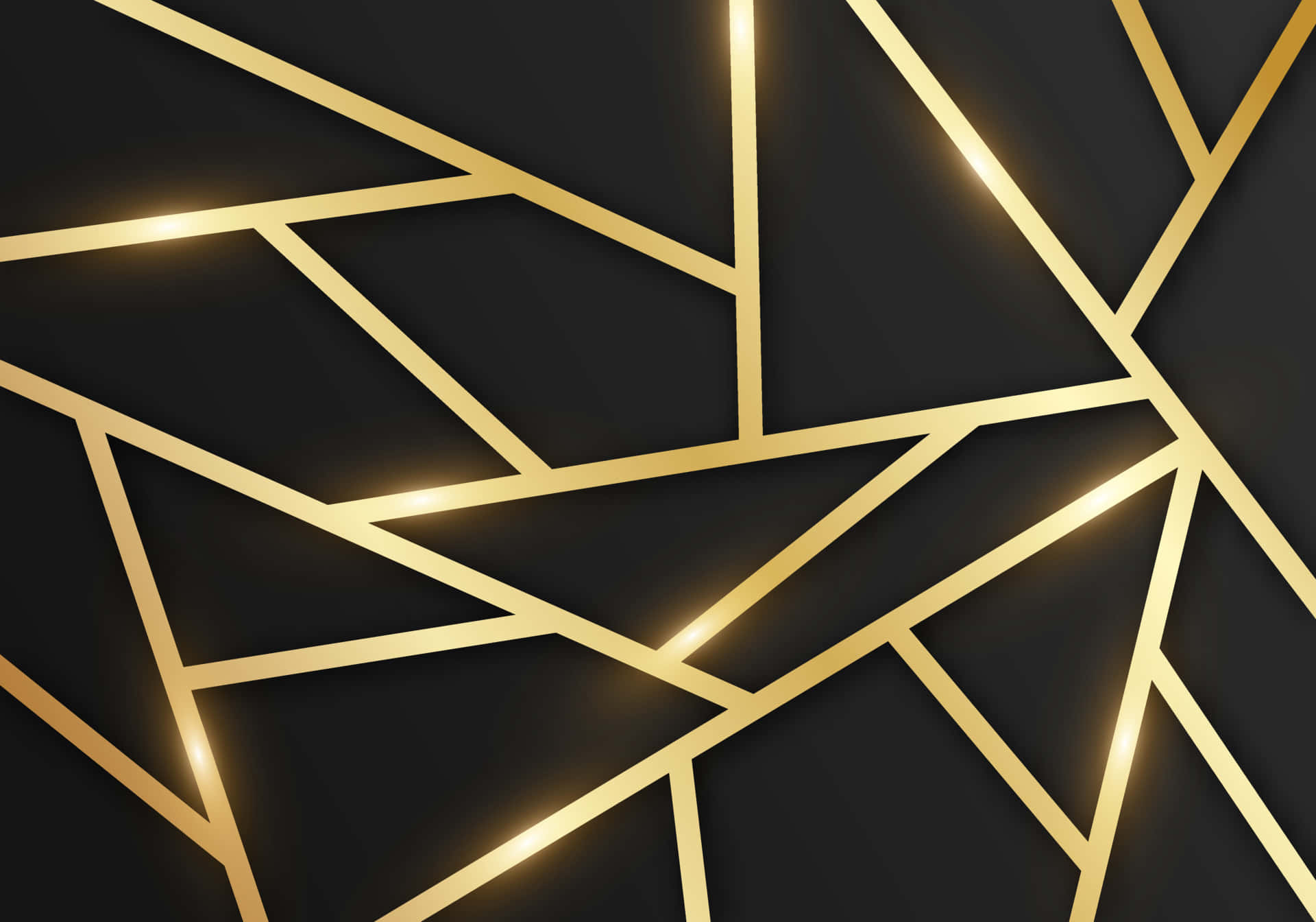 Dunklepolygonale Formen, Goldener Und Schwarzer Hintergrund
