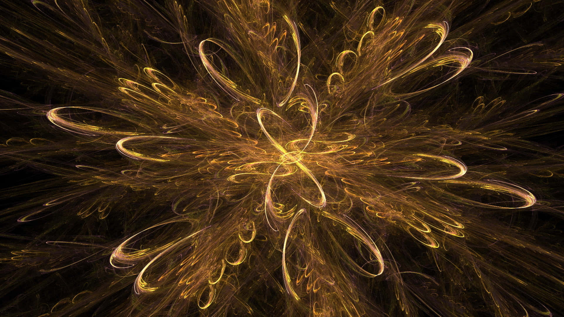 Swirls Of Light Gold And Black Background