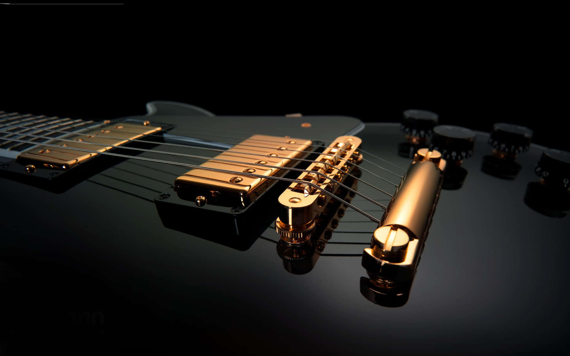 Guitarraeléctrica Dorada Y Negra, Instrumento Musical Fondo de pantalla