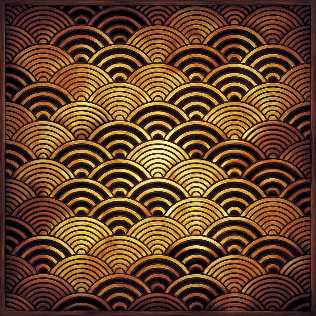 Gold And Black Japanese Waves Wallpaper