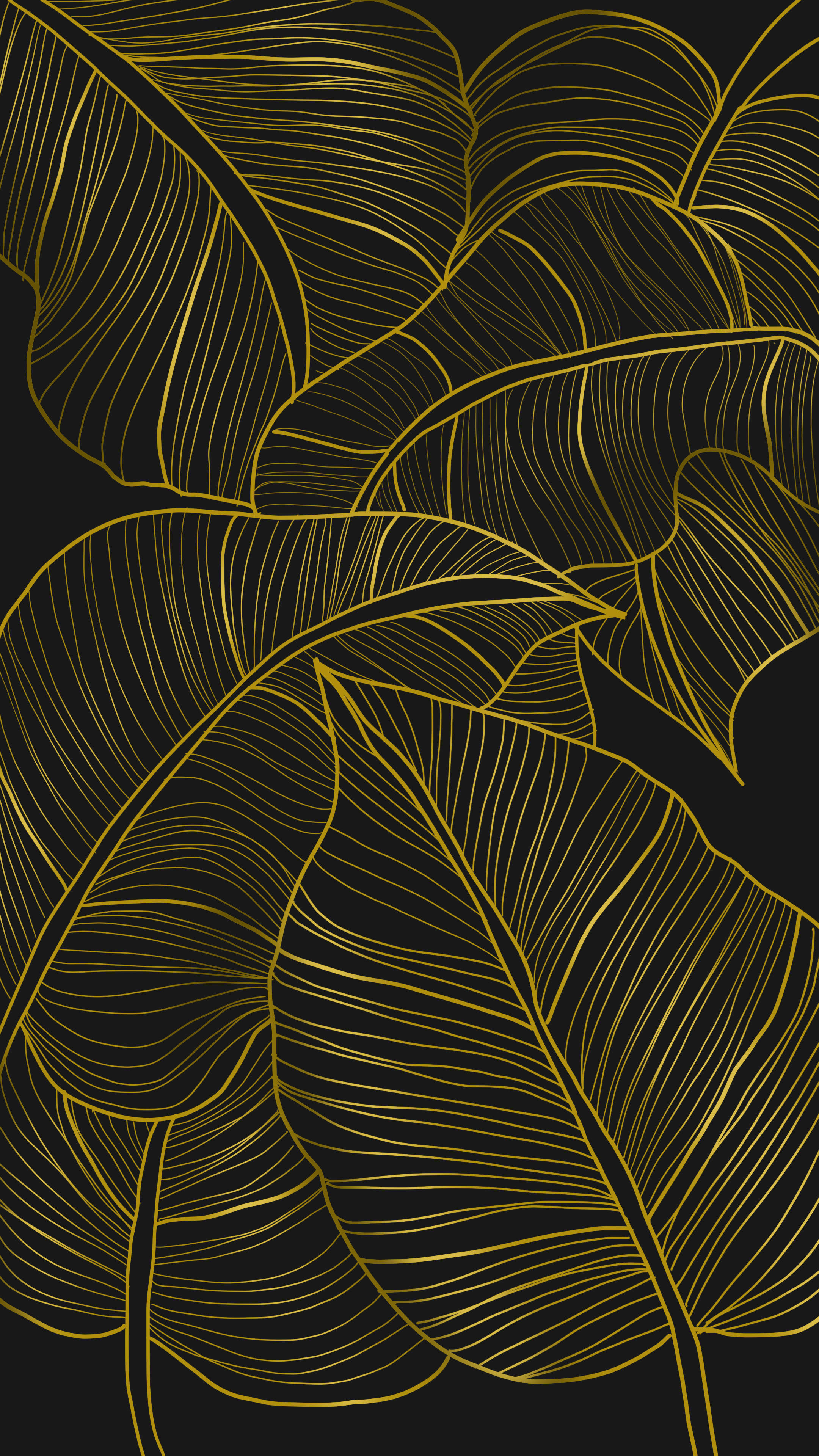 Gold And Black Minimalist Plant Wallpaper