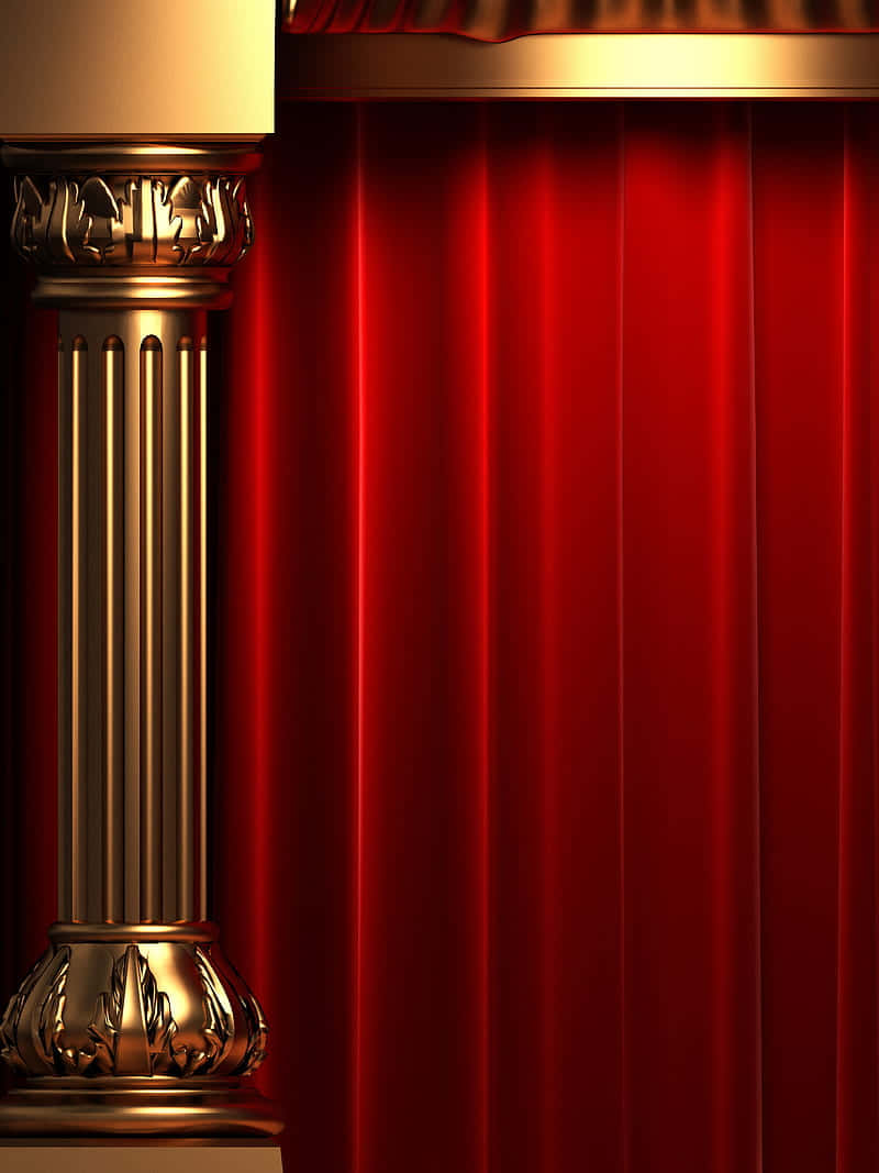 Gold And Red Design Theater Greek Column Wallpaper