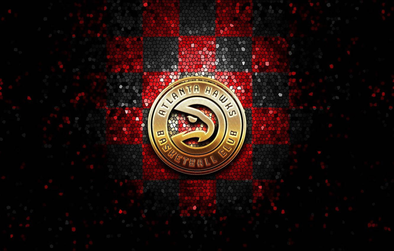 Guld Atlanta Hawks Logo på en sort baggrund Wallpaper