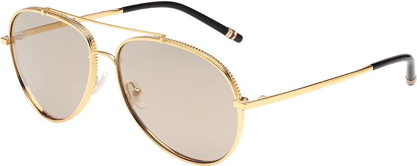 Gold Aviator Sunglasses Product View PNG
