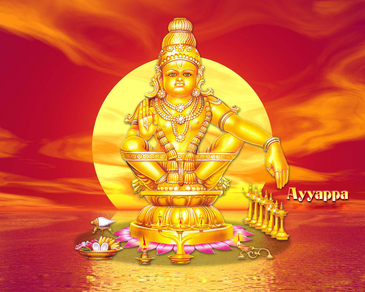 Guld Ayyappan solsikke mønster baggrundsbillede Wallpaper