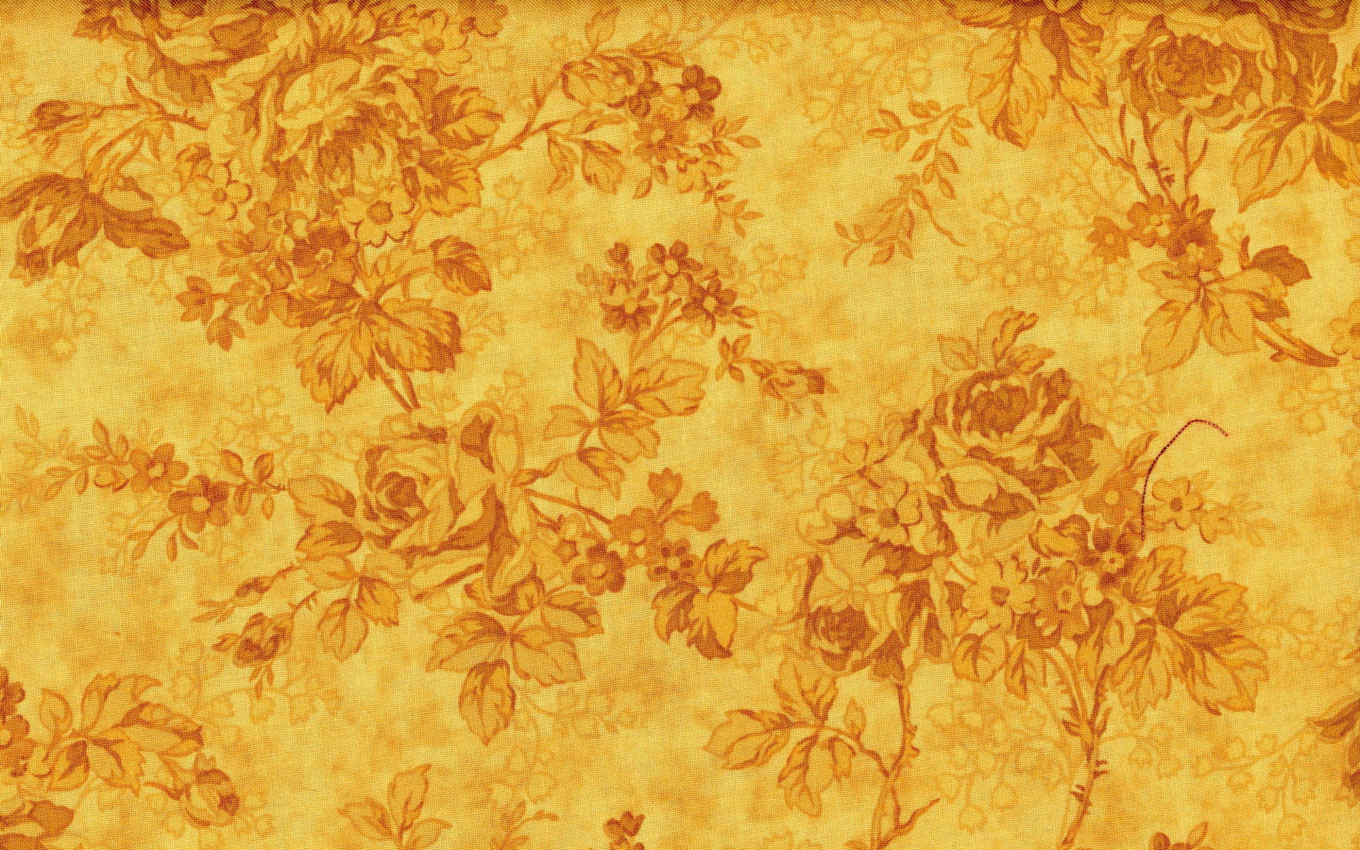 Gold Background Floral Pattern Wallpaper