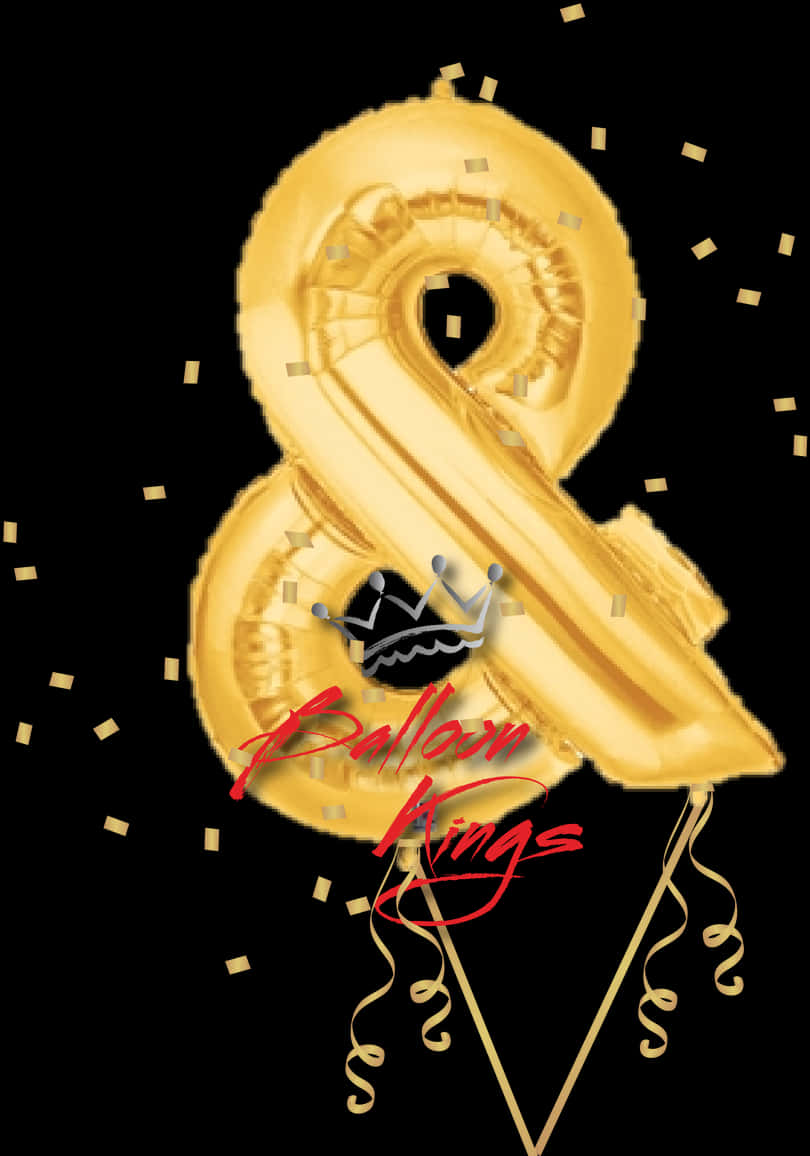 Gold Balloon Number8 Celebration PNG