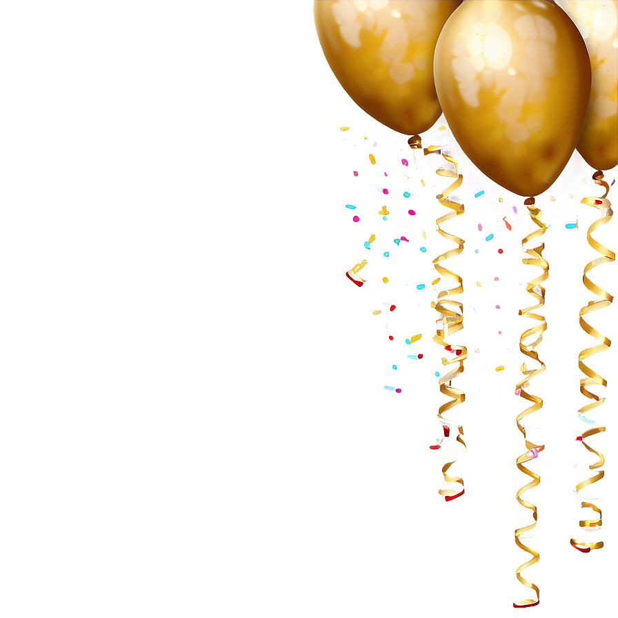 Gold Balloon With Confetti Png 06212024 PNG