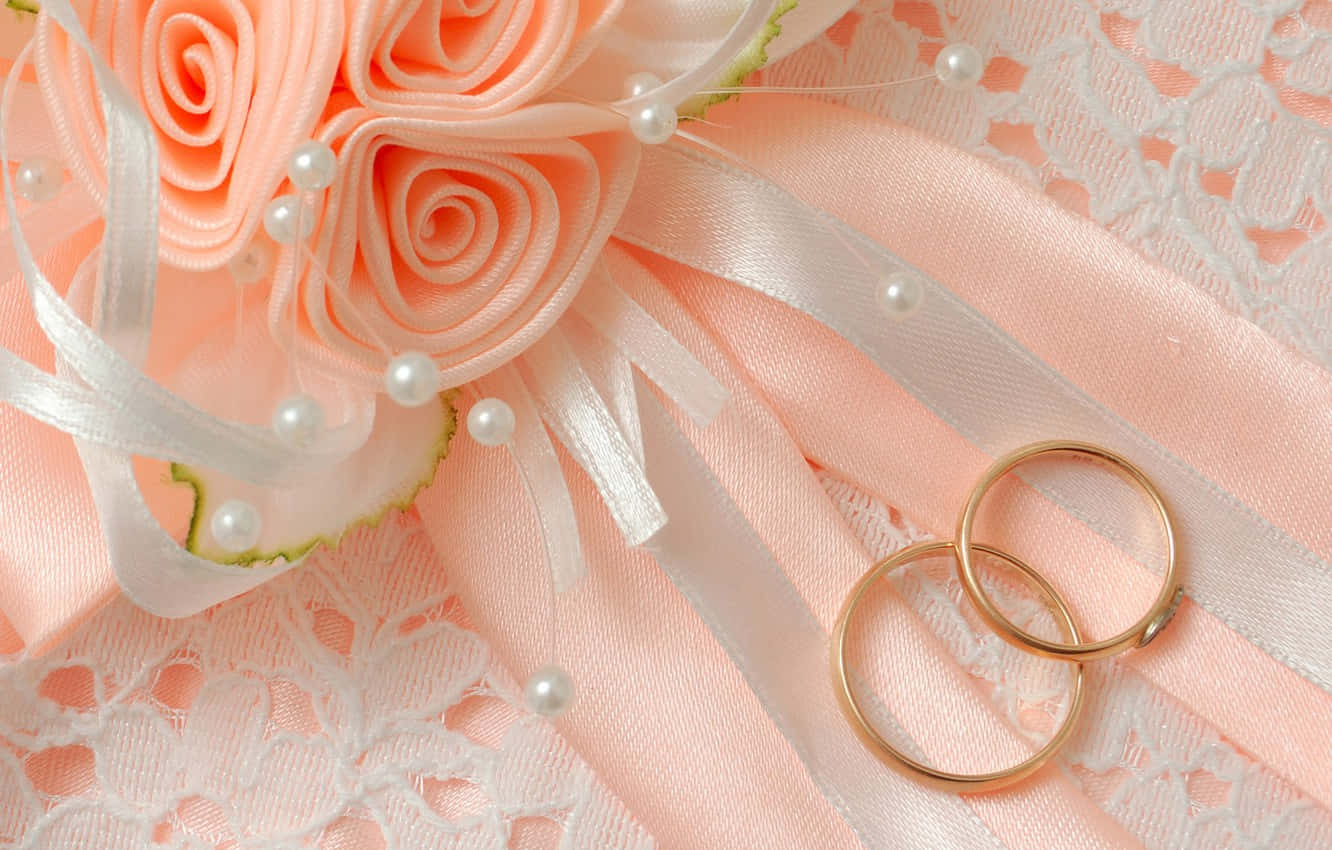 Gold Band Engagement Rings Peach Wallpaper