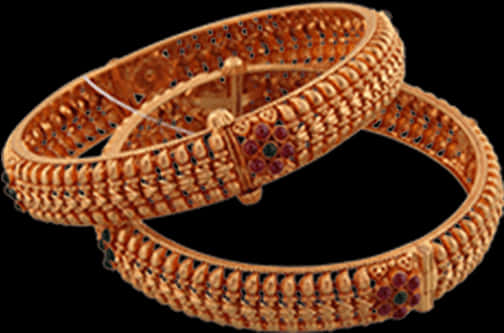 Gold Bangle Designswith Intricate Patterns PNG