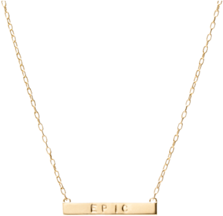 Gold Bar Chain Necklace Epic Engraving PNG