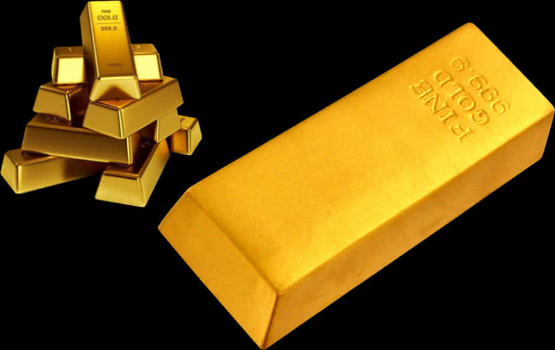 Gold Barsand Ingot Display PNG
