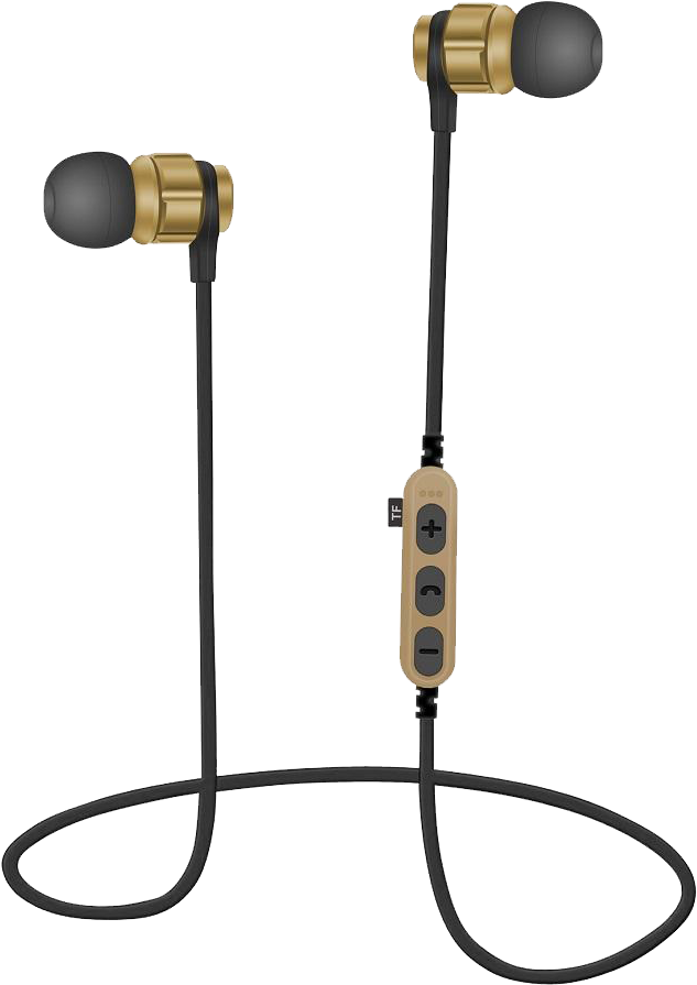Gold Black Wired Earbudswith Inline Control PNG