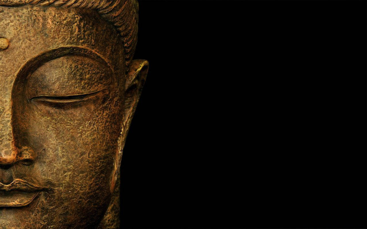 Guld Buddha i Sort Marmor Tapet Wallpaper