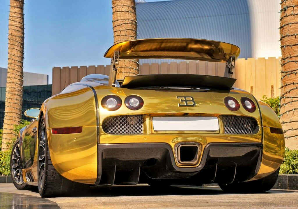 Oluxuoso Bugatti Veyron Dourado. Papel de Parede