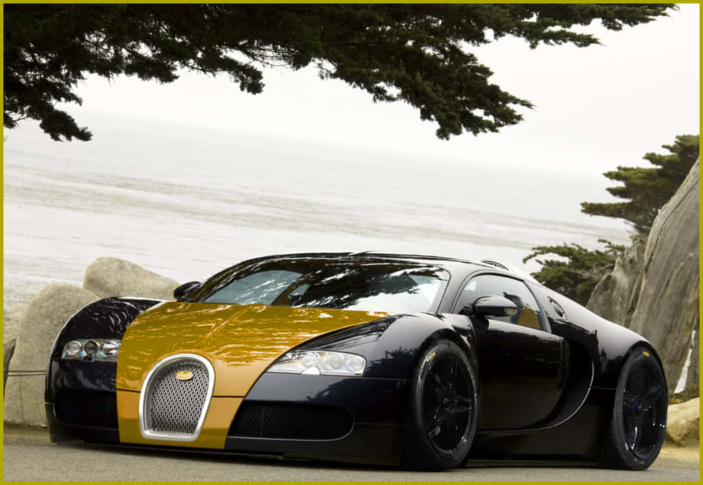 Smukt udformede guld Bugatti Veyron Wallpaper