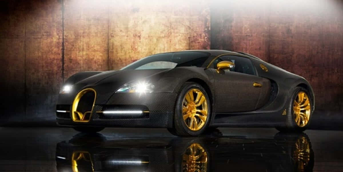 Gold Bugatti Veyron Car With Light Wallpaper