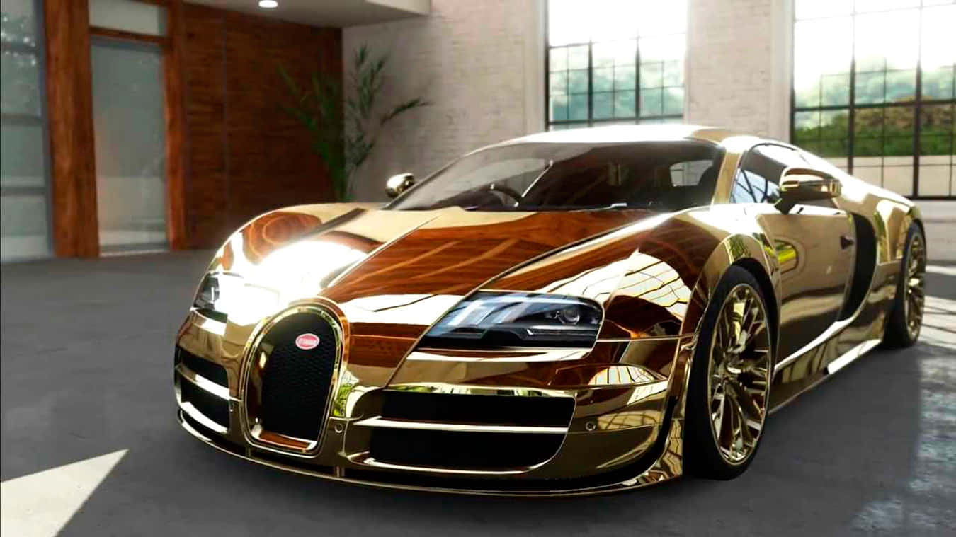 Luxury on Wheels | Gold Bugatti Veyron Wallpaper