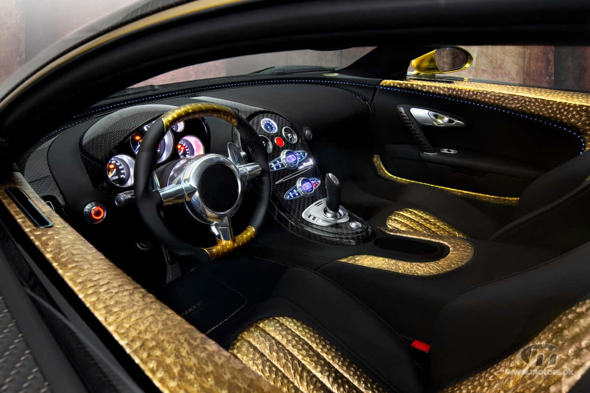Gold Bugatti Veyron Car Steering Wheel Wallpaper