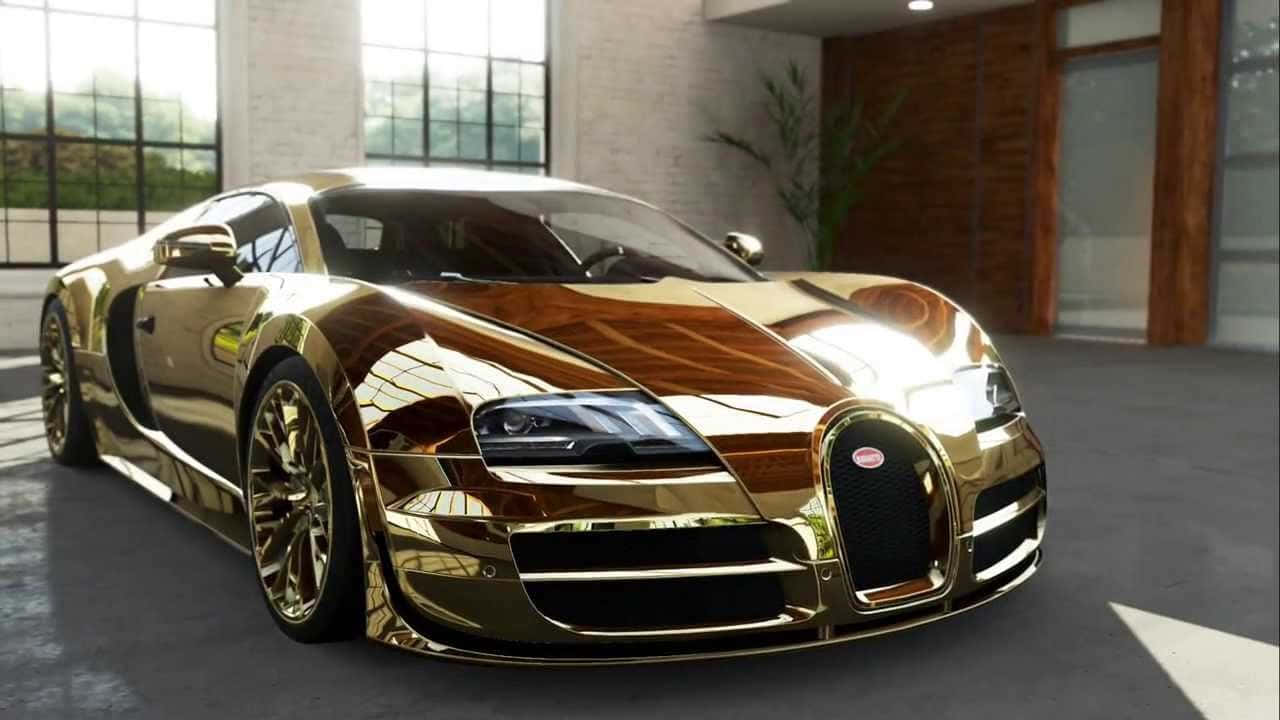 Luksuriøs guld Bugatti Veyron bil tapet Wallpaper