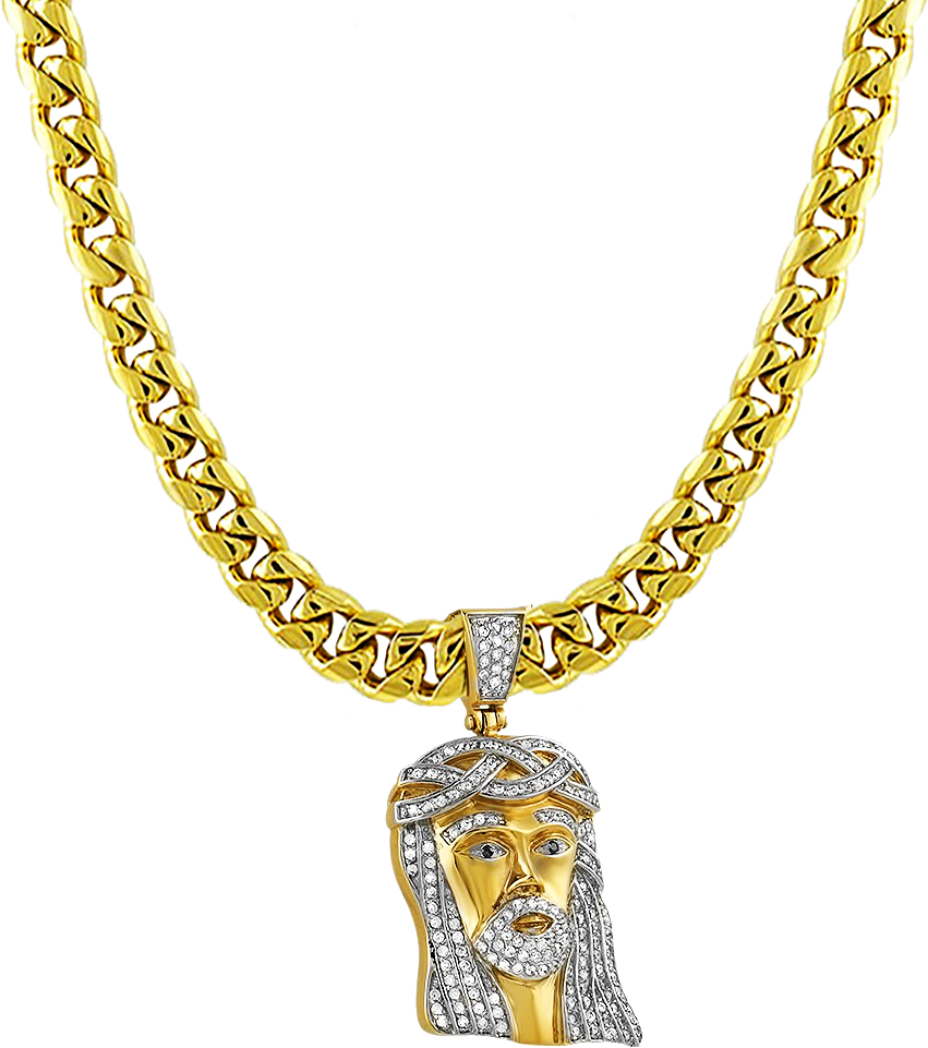 Gold Chain Jesus Pendant PNG