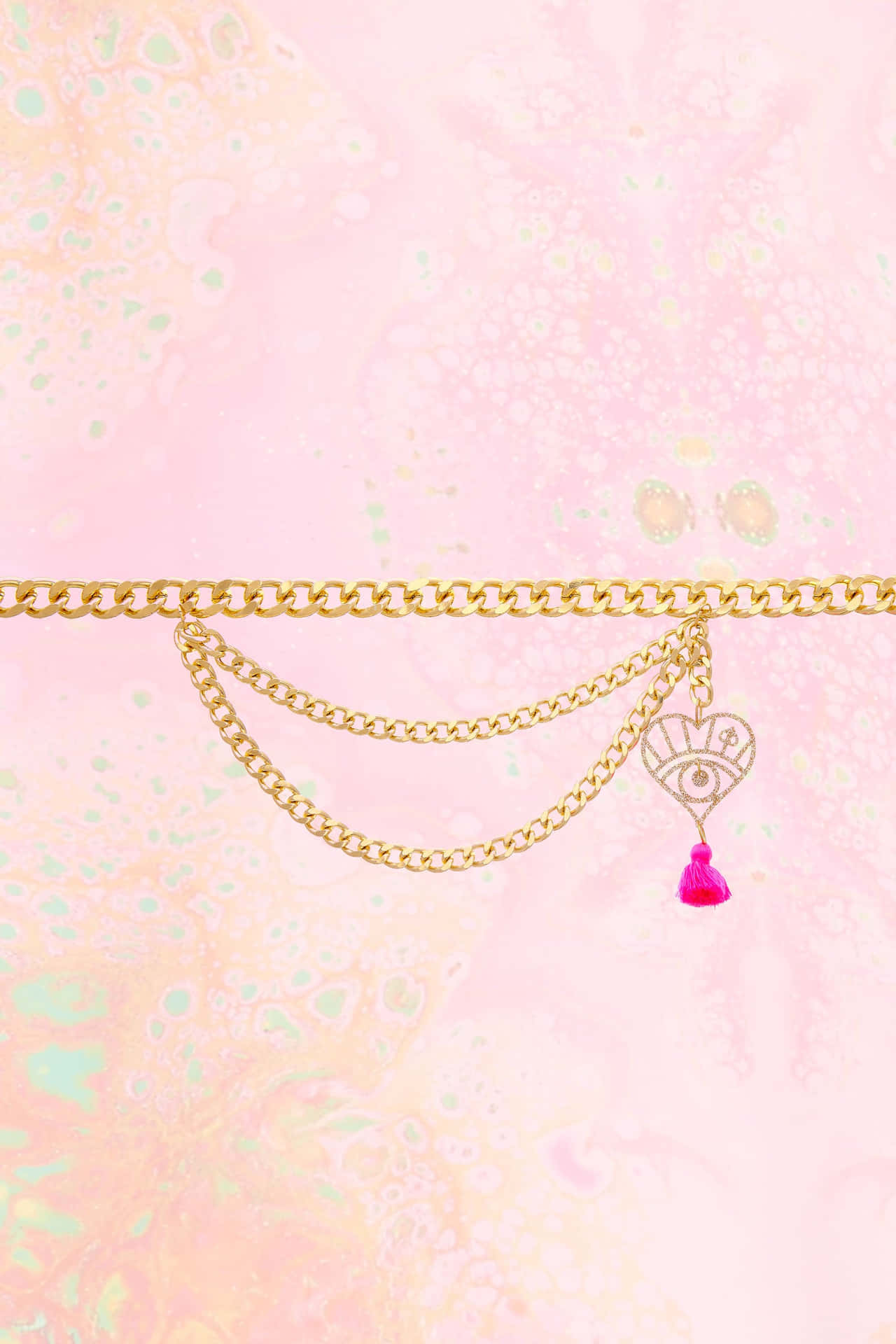 A Pink Chain Bracelet With A Pink Charm Wallpaper