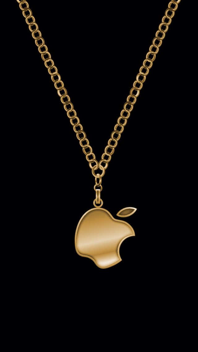 Collanacon Il Logo Di Apple Dorato Sfondo