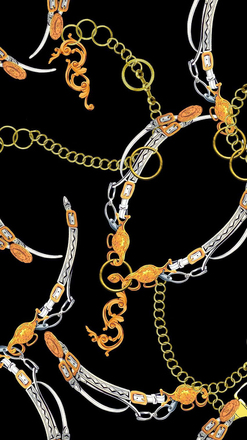 A Pattern Of Gold Chains And Chains Wallpaper