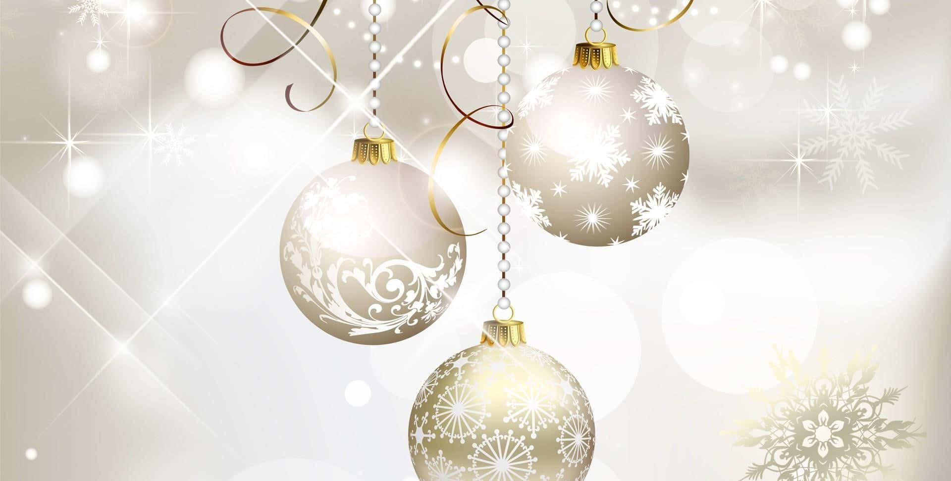 Celebrate the Holidays with Gold Christmas Decor Wallpaper