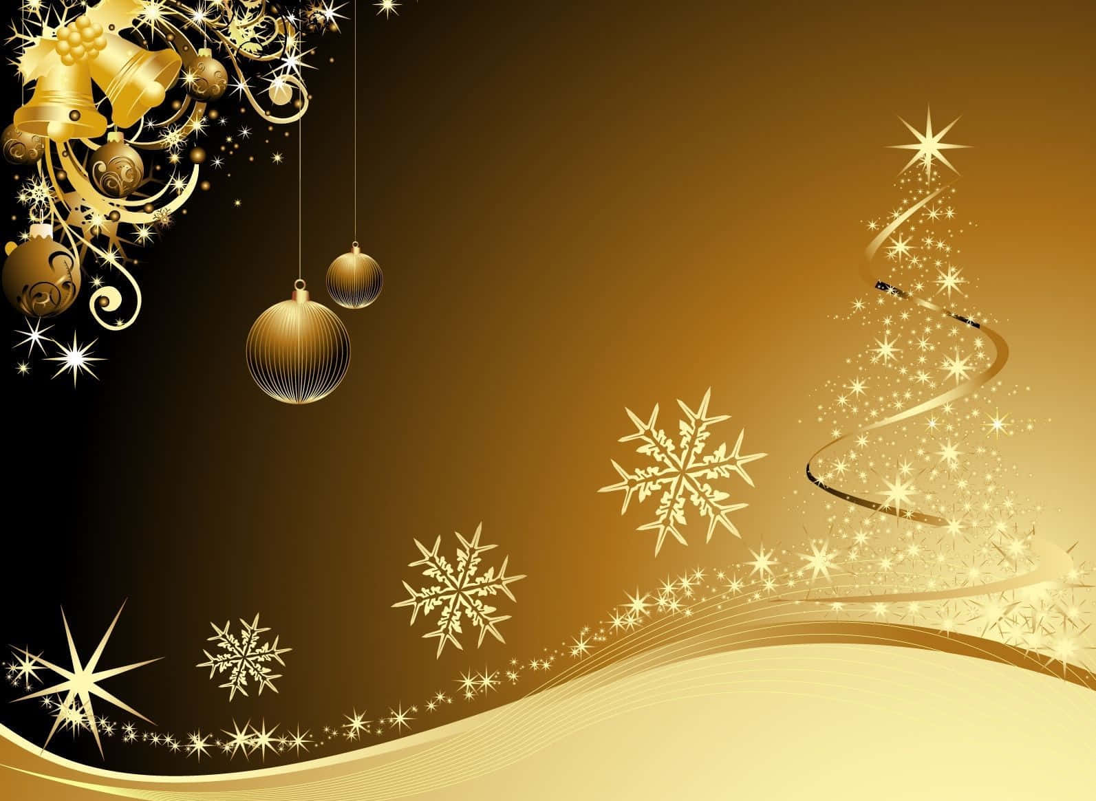 Gold Christmas Snowflakes Wallpaper