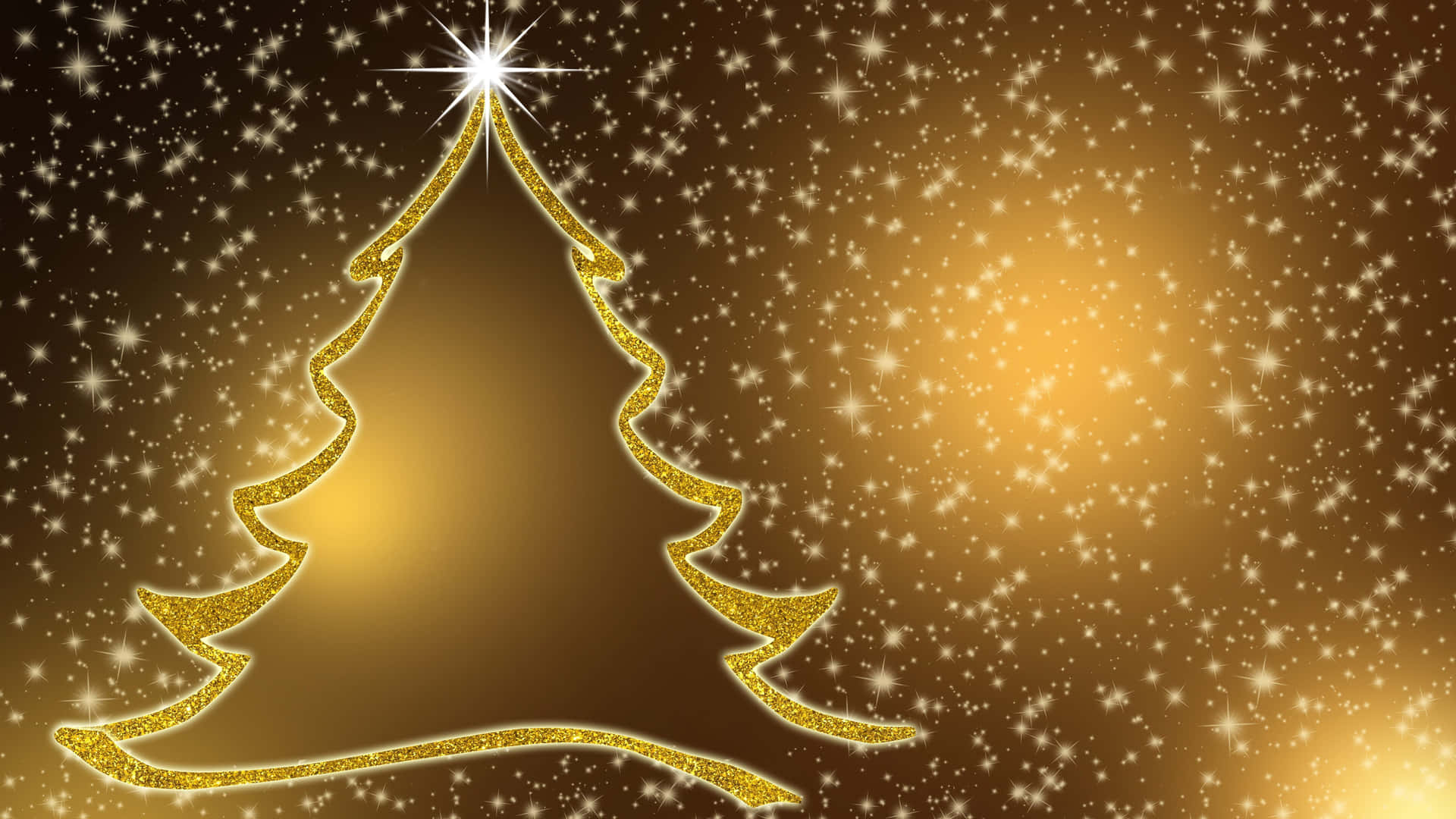A Golden Christmas Tree On A Black Background