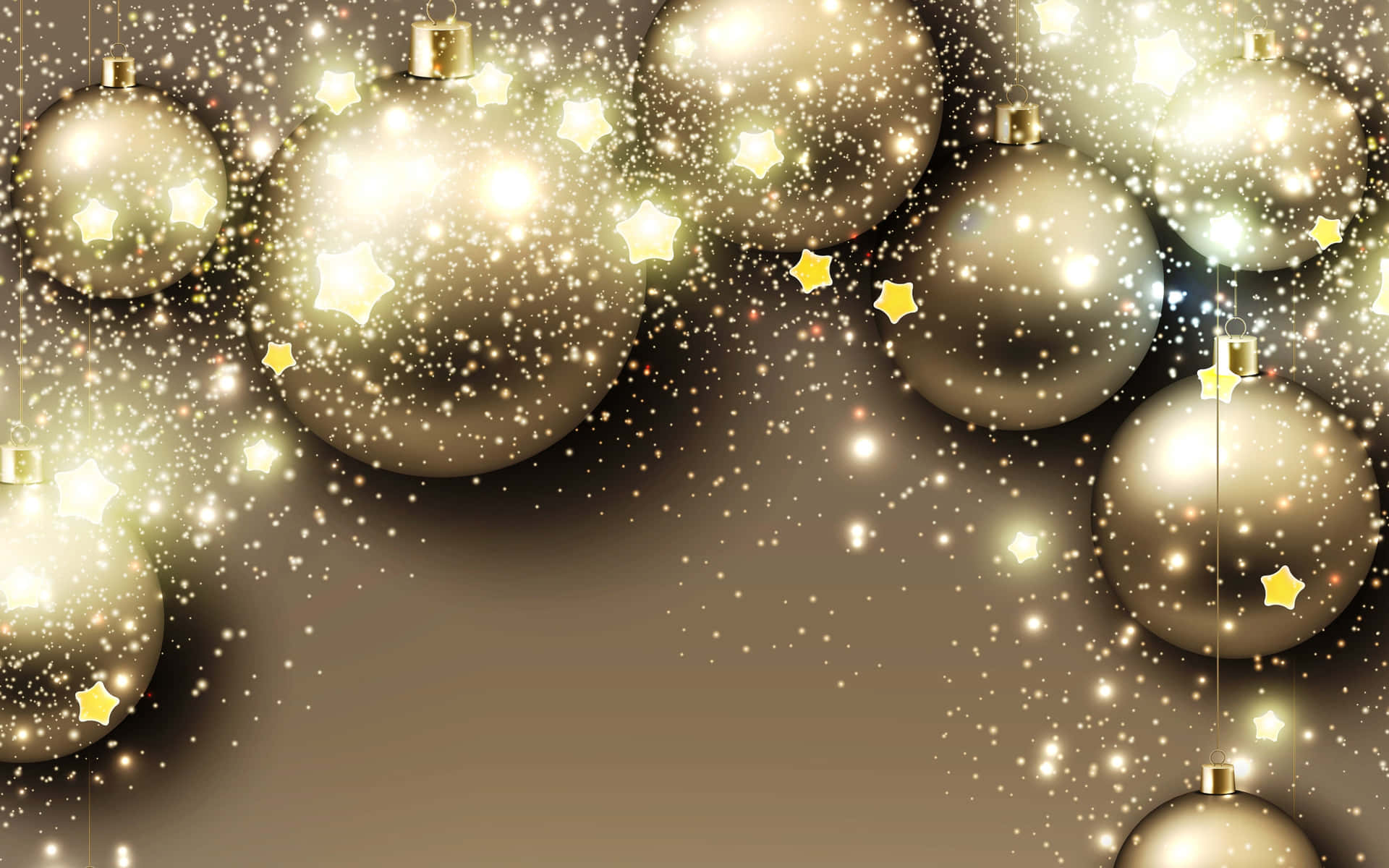 Christmas Background With Golden Balls And Stars