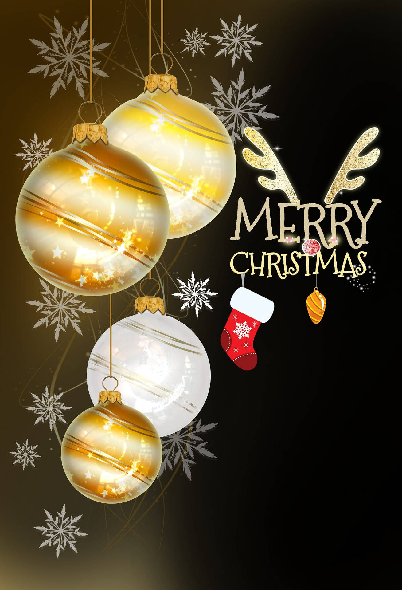 Gold Christmas Balls IPhone Wallpaper