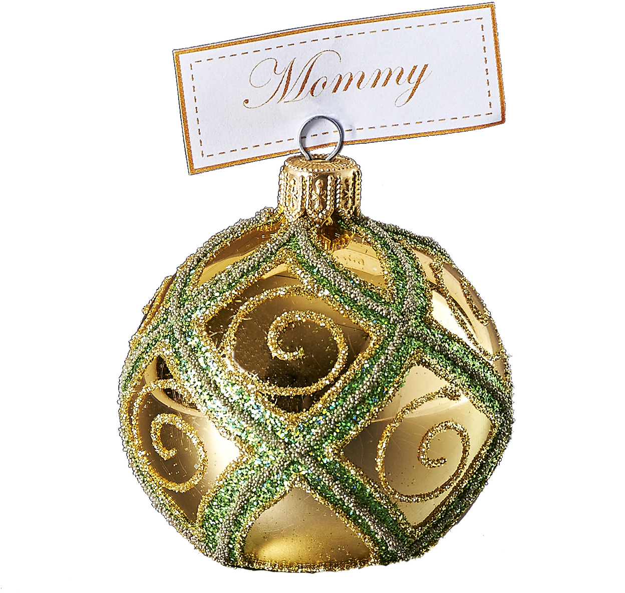 Gold Christmas Ornament Mommy Tag PNG