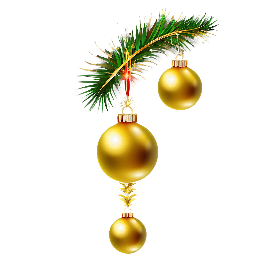 Gold Christmas Ornaments Png 05032024 PNG