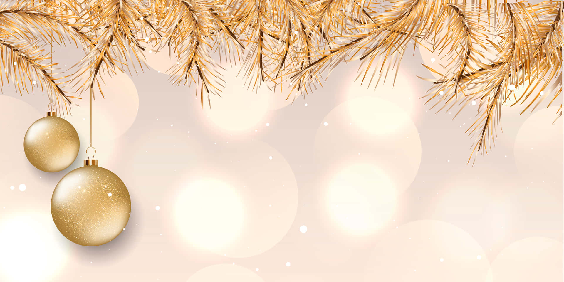 Weihnachtshintergrundmit Goldenen Kugeln Und Tannenzweigen Wallpaper