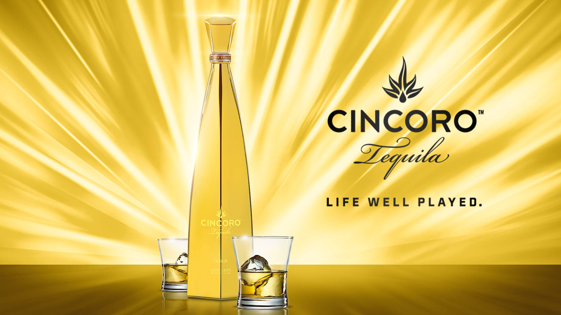 Posterdi Cincoro Tequila Gold: Una Vita Ben Giocata Sfondo