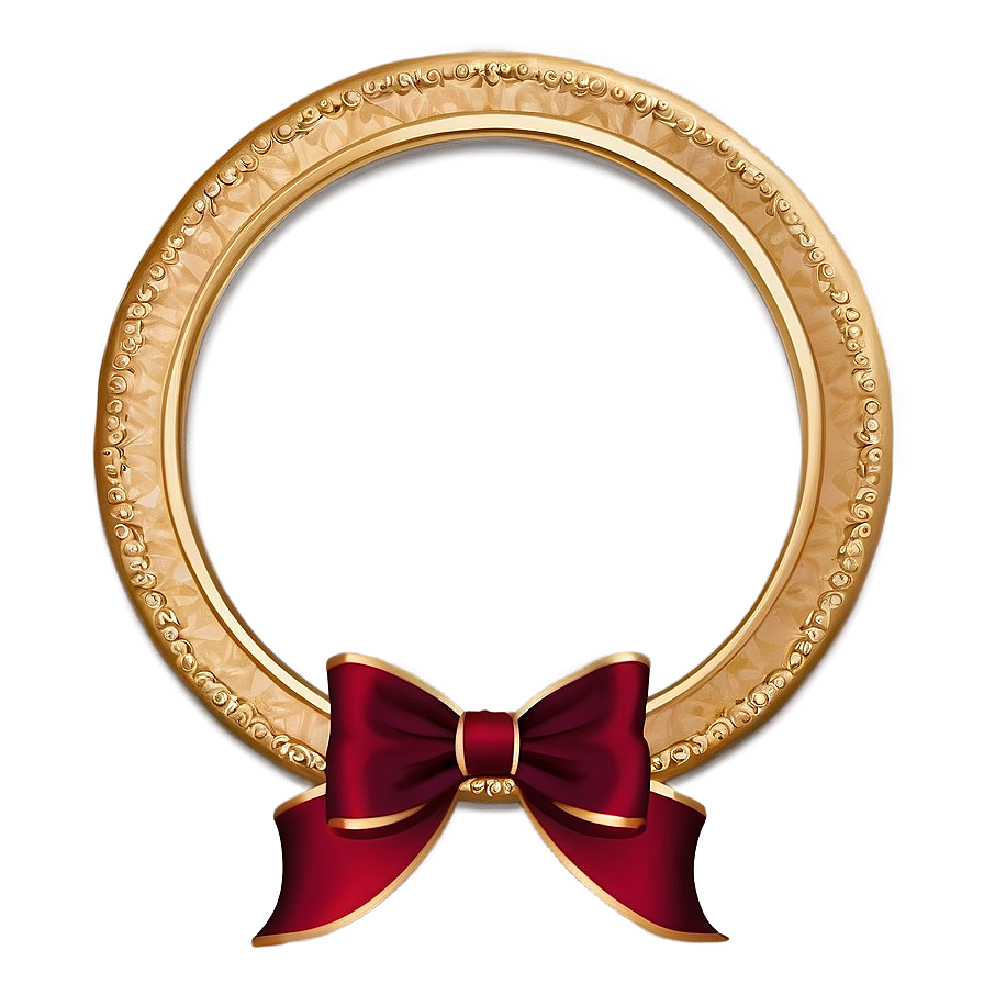 Gold Circle Frame With Ribbon Png Rqu31 PNG