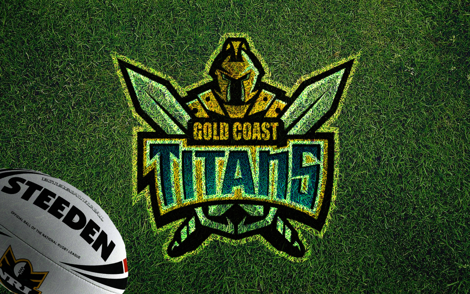 Caption: Gold Coast Titans NRL Team in Action Wallpaper